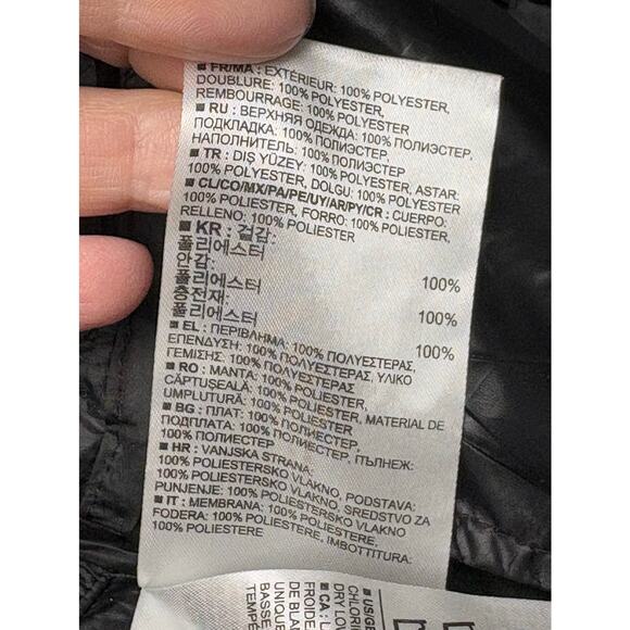 GAP LW Crazy Quilt Quilted Bomber Jacket Puffer Coat Black Women’s Size S - Picture 7 of 9